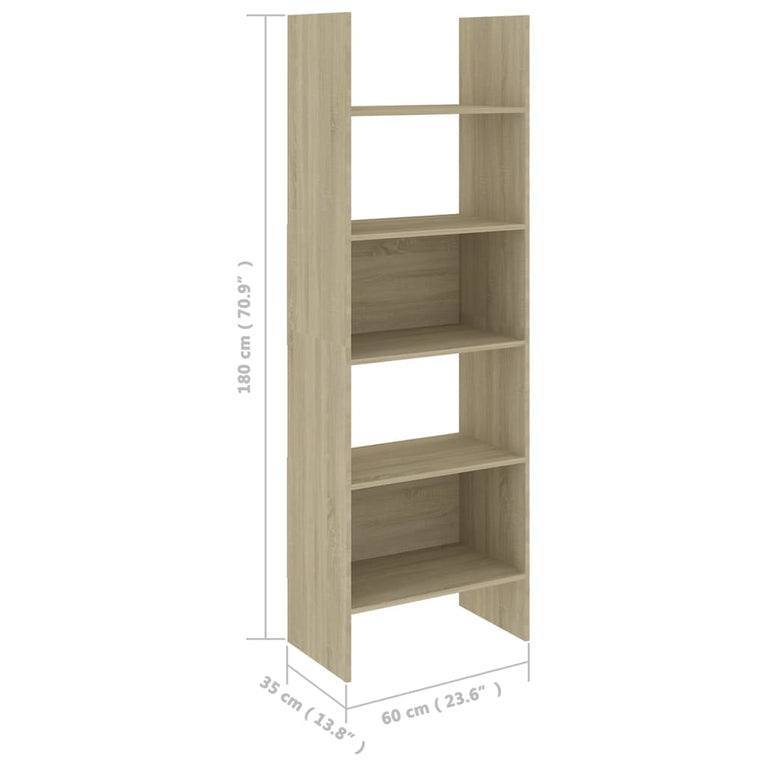 Boekenkast 60x35x180 cm spaanplaat sonoma eikenkleurig MeubelReus