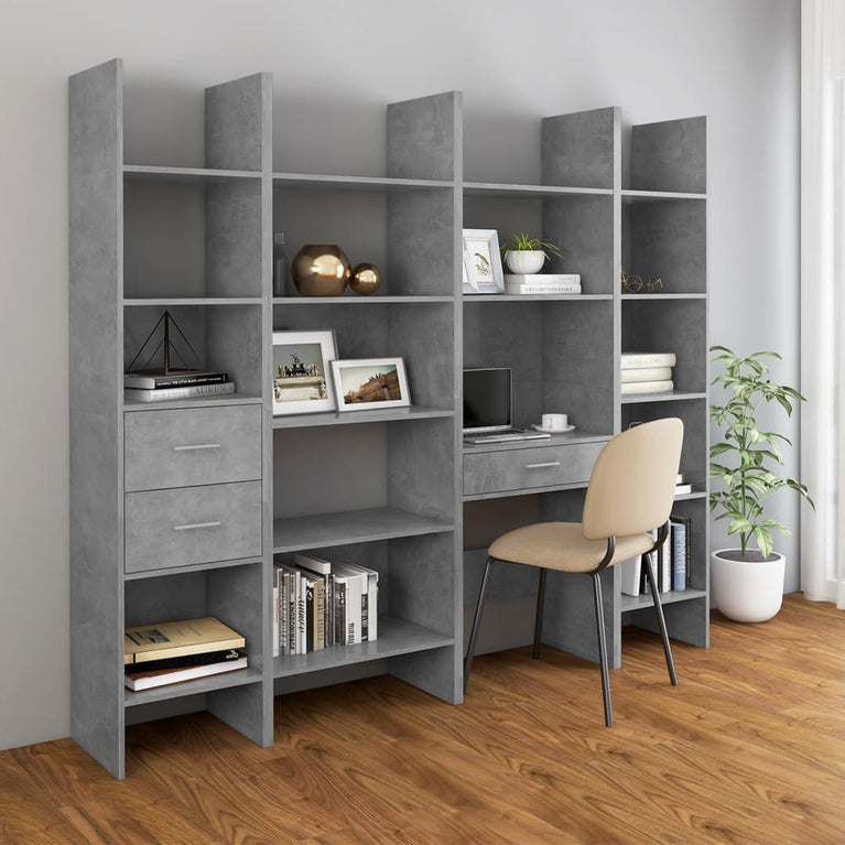 Boekenkast 60x35x180 cm spaanplaat betongrijs MeubelReus