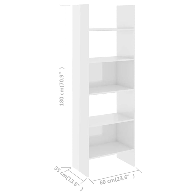 Boekenkast 60x35x180 cm spaanplaat hoogglans wit MeubelReus