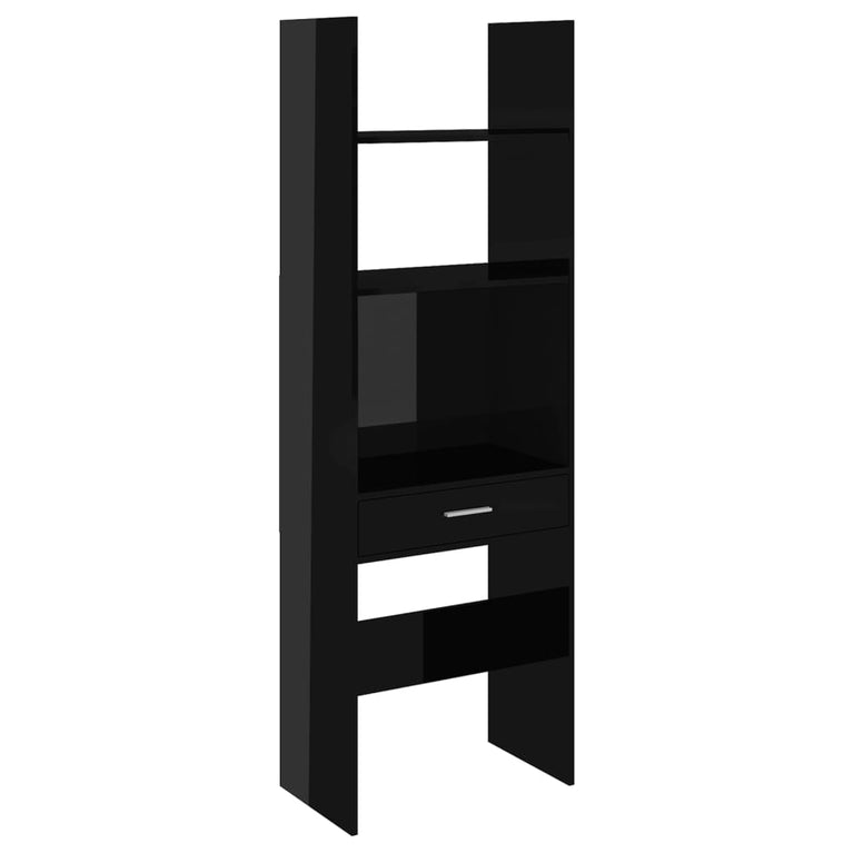 Boekenkast 60x35x180 cm spaanplaat hoogglans zwart MeubelReus