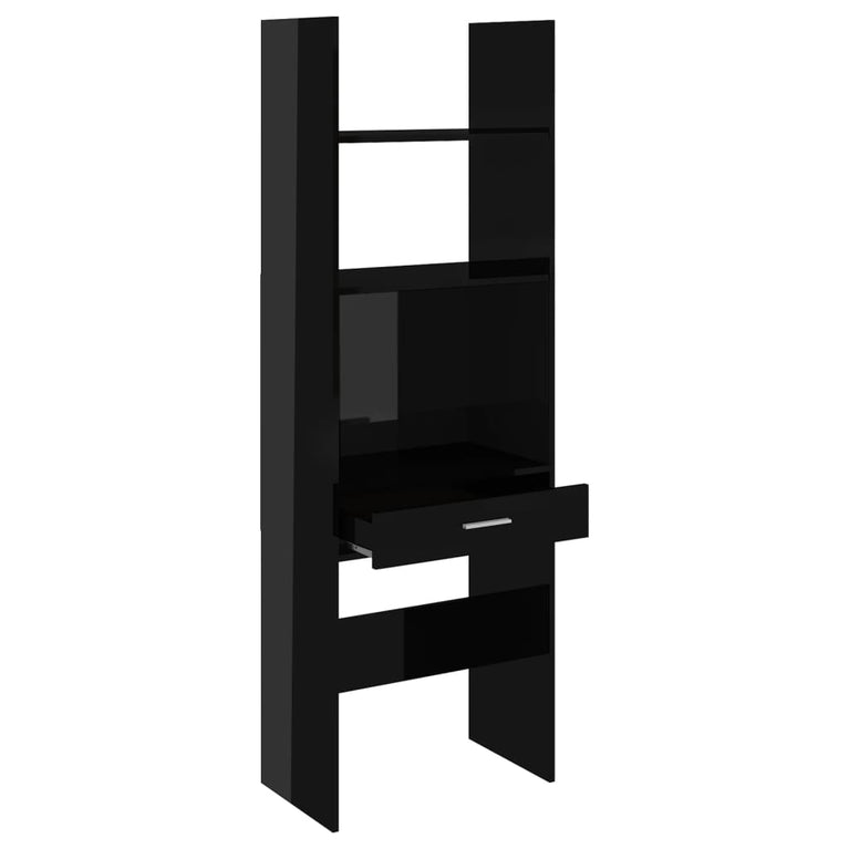 Boekenkast 60x35x180 cm spaanplaat hoogglans zwart MeubelReus