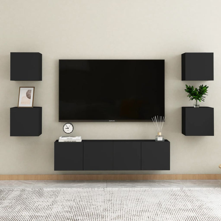 Tv-wandmeubel 30,5x30x30 cm zwart MeubelReus