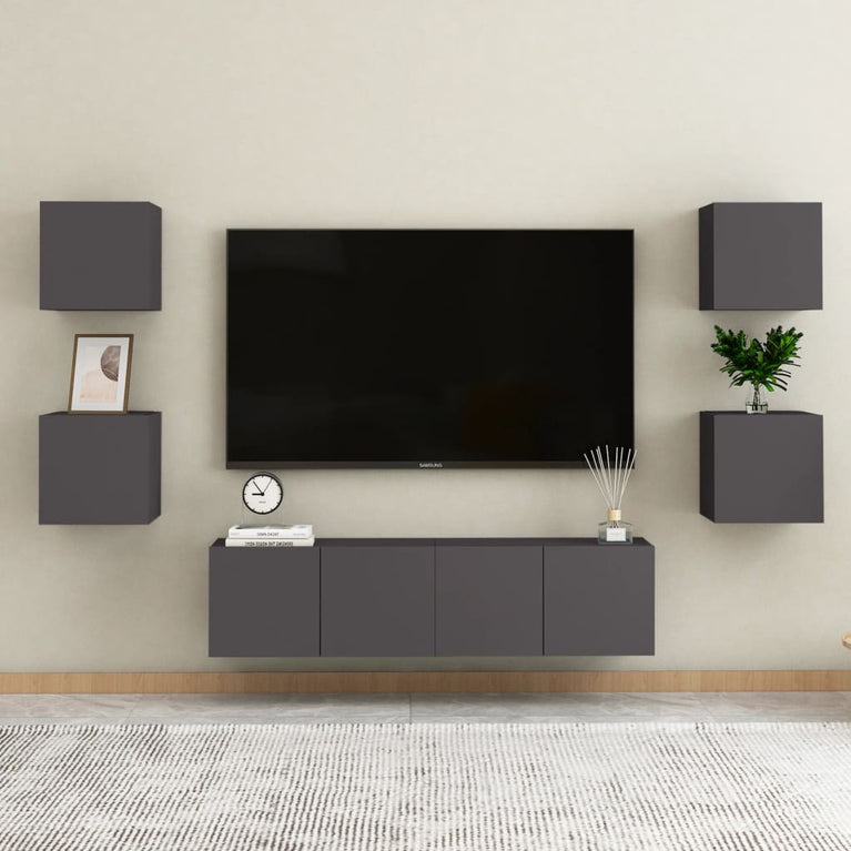 Tv-wandmeubelen 4 st 30,5x30x30 cm grijs