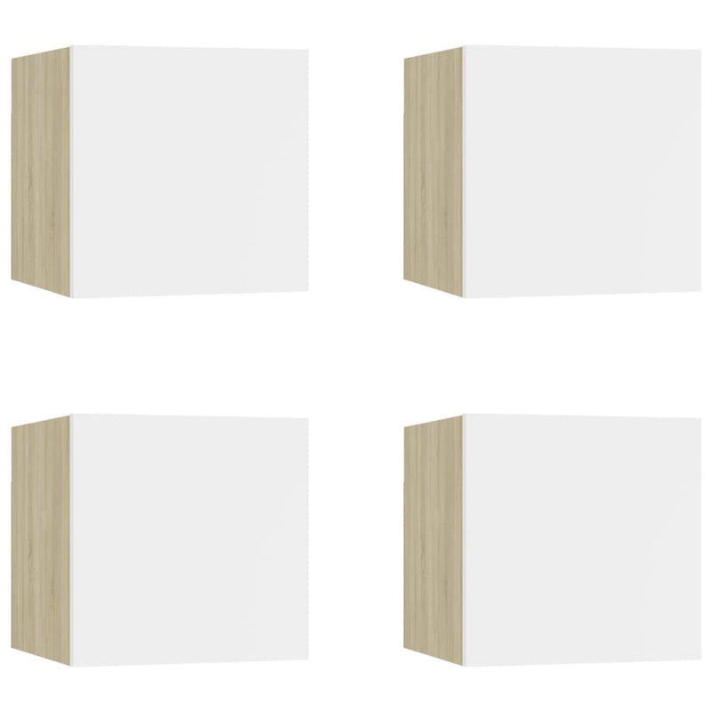 Tv-wandmeubelen 4 st 30,5x30x30 cm wit en sonoma eikenkleurig MeubelReus