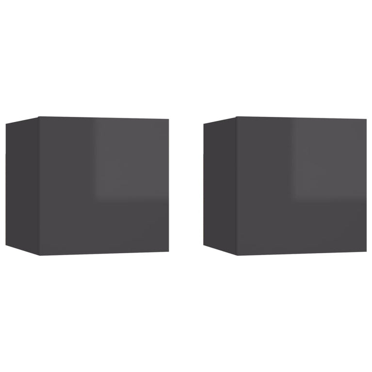 Tv-wandmeubelen 2 st 30,5x30x30 cm hoogglans grijs MeubelReus
