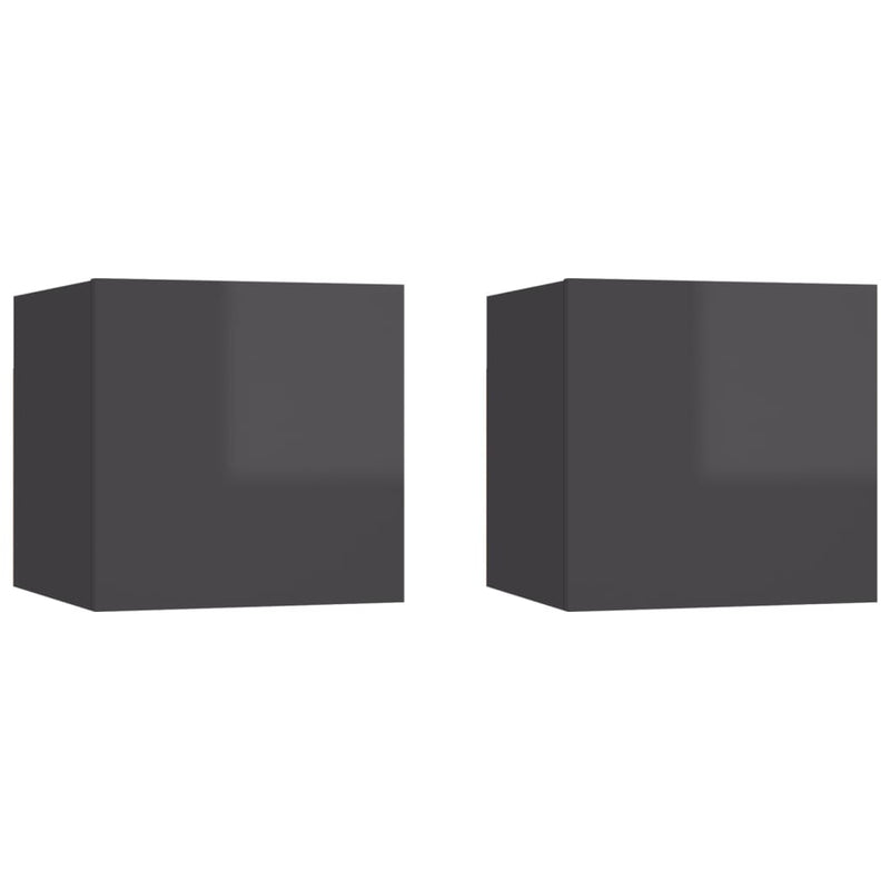 Tv-wandmeubelen 2 st 30,5x30x30 cm hoogglans grijs MeubelReus