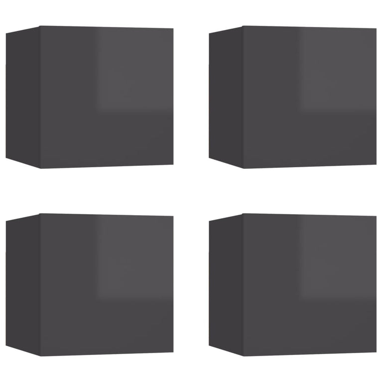 Tv-wandmeubelen 4 st 30,5x30x30 cm hoogglans grijs MeubelReus