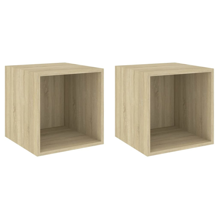 Wandkasten 2 st 37x37x37 cm spaanplaat sonoma eikenkleurig
