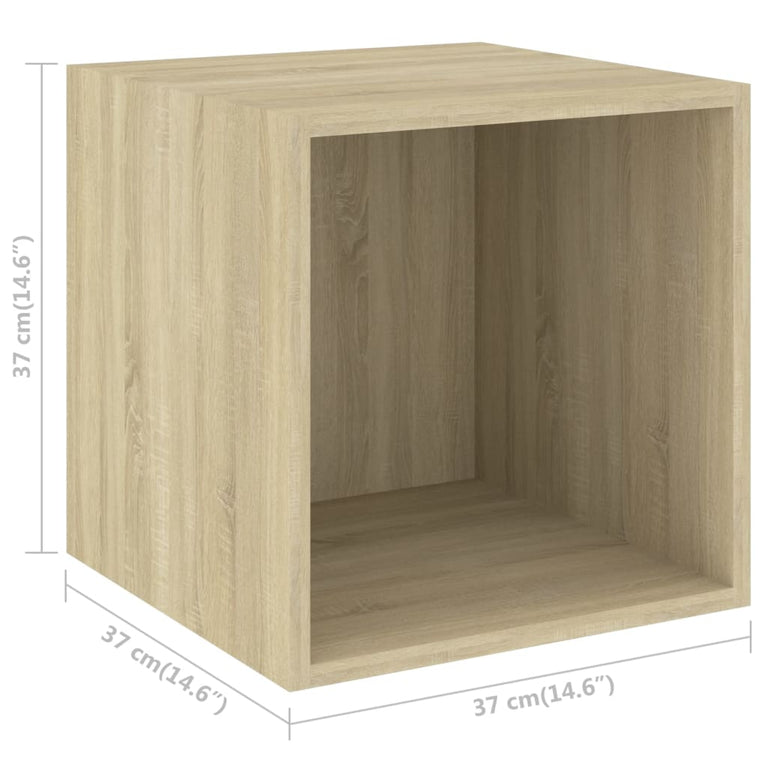 Wandkasten 2 st 37x37x37 cm spaanplaat sonoma eikenkleurig