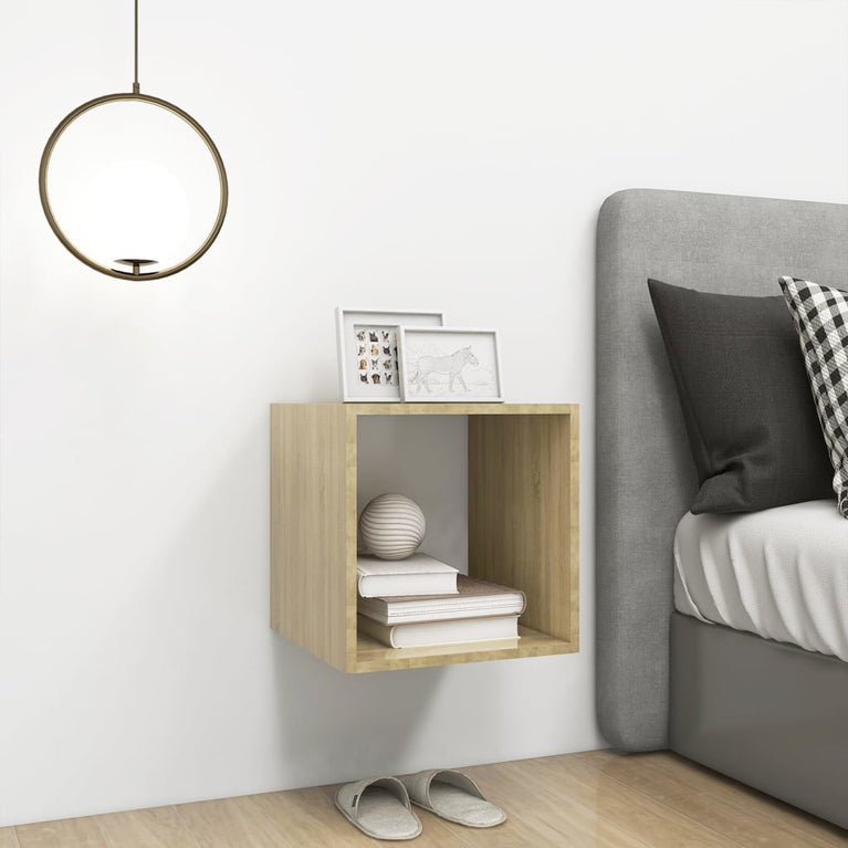 Wandkast 37x37x37 cm spaanplaat wit en sonoma eikenkleurig