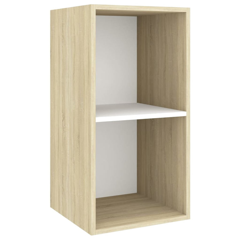 Tv-wandmeubel 37x37x72 cm spaanplaat sonoma eikenkleurig en wit MeubelReus