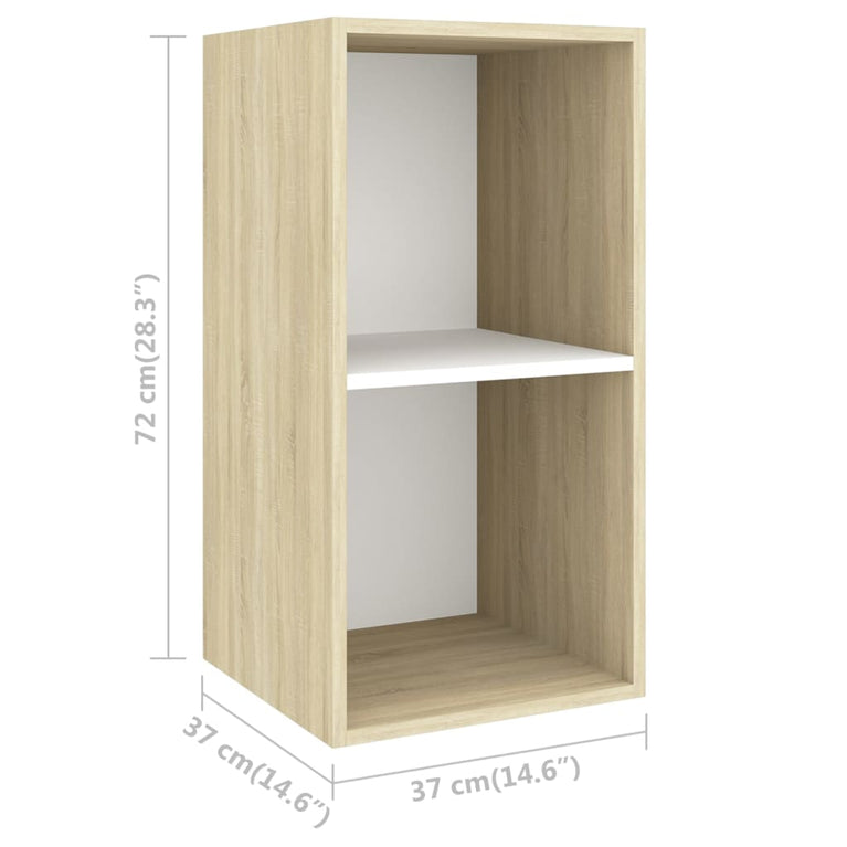 Tv-wandmeubel 37x37x72 cm spaanplaat sonoma eikenkleurig en wit MeubelReus