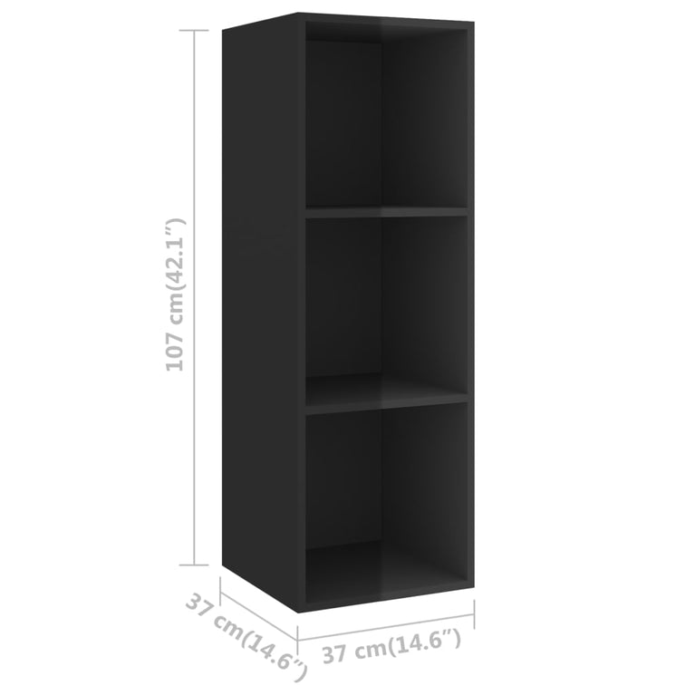 Tv-wandmeubel 37x37x107 cm spaanplaat hoogglans zwart MeubelReus