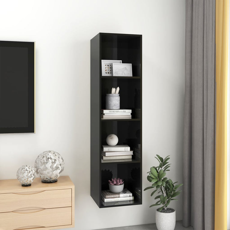 Tv-wandmeubel 37x37x142,5 cm spaanplaat hoogglans zwart MeubelReus
