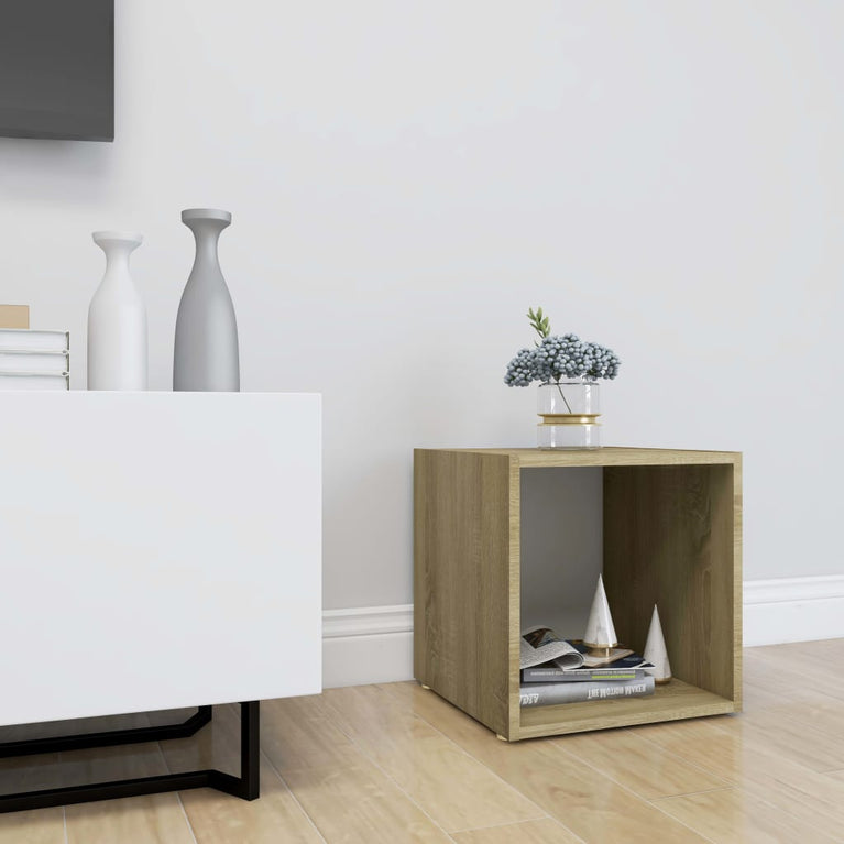 Tv-meubel 37x35x37 cm spaanplaat wit en sonoma eikenkleurig MeubelReus