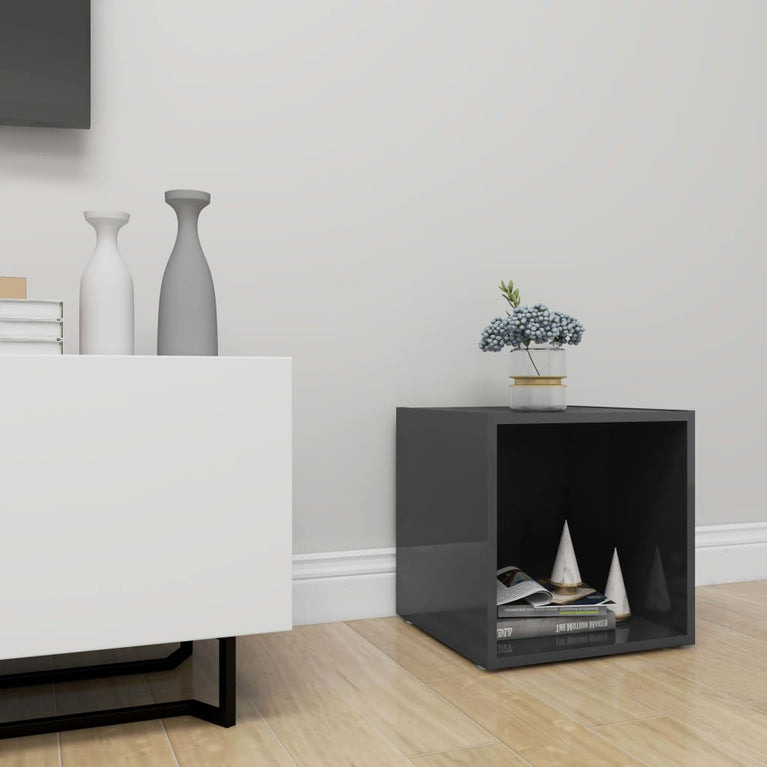 Tv-meubel 37x35x37 cm spaanplaat hoogglans grijs MeubelReus