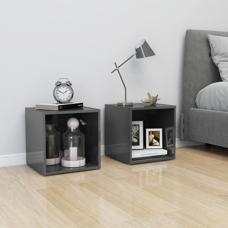 Tv-meubel 37x35x37 cm spaanplaat hoogglans grijs MeubelReus