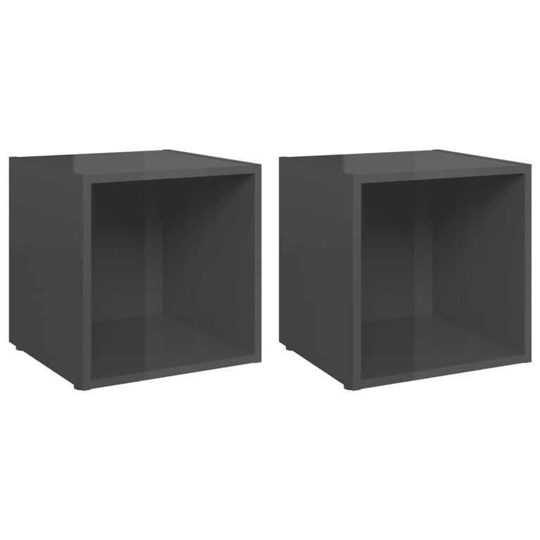Tv-meubelen 2 st 37x35x37 cm spaanplaat hoogglans grijs MeubelReus