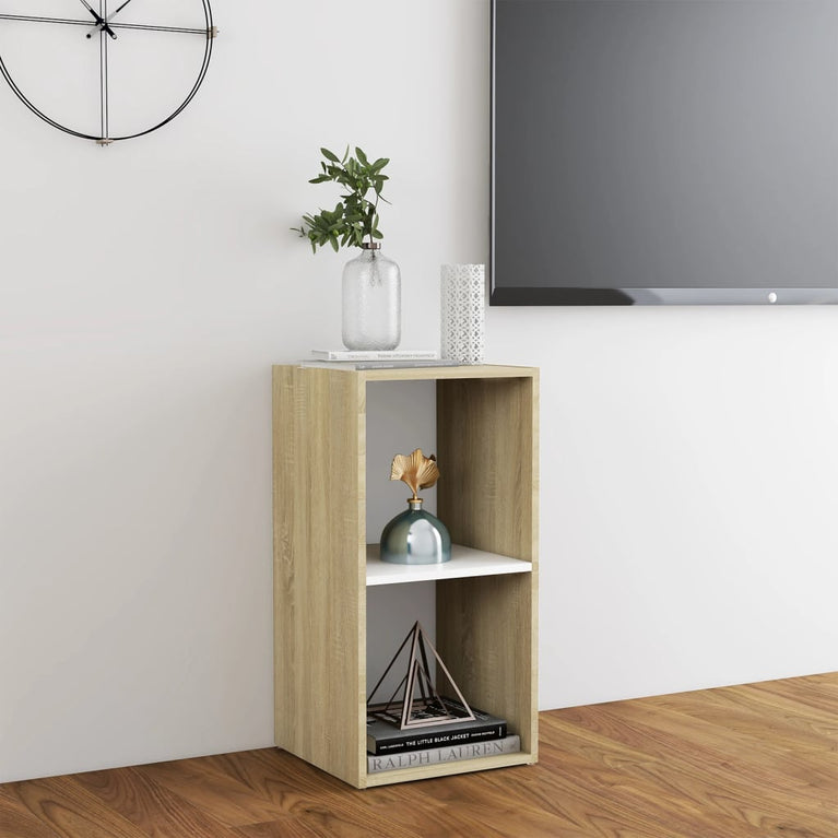 Tv-meubel 72x35x36,5 cm spaanplaat wit en sonoma eikenkleurig