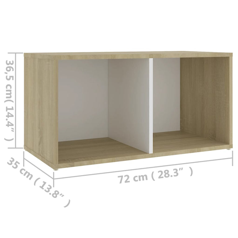 Tv-meubel 72x35x36,5 cm spaanplaat wit en sonoma eikenkleurig