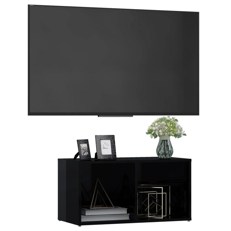Tv-meubel 72x35x36,5 cm spaanplaat hoogglans zwart