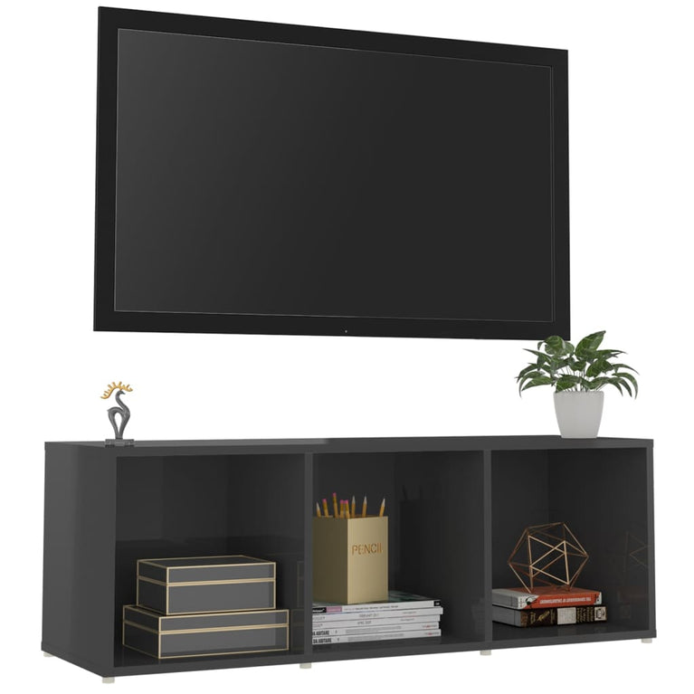 Tv-meubel 107x35x37 cm spaanplaat hoogglans grijs