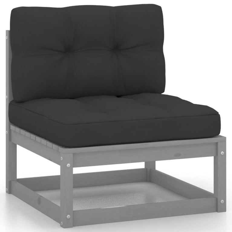 3-delige Loungeset met kussens massief grenenhout grijs MeubelReus