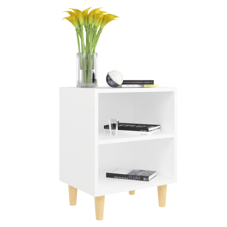 Nachtkastjes 2 st met massief houten poten 40x30x50 cm wit MeubelReus