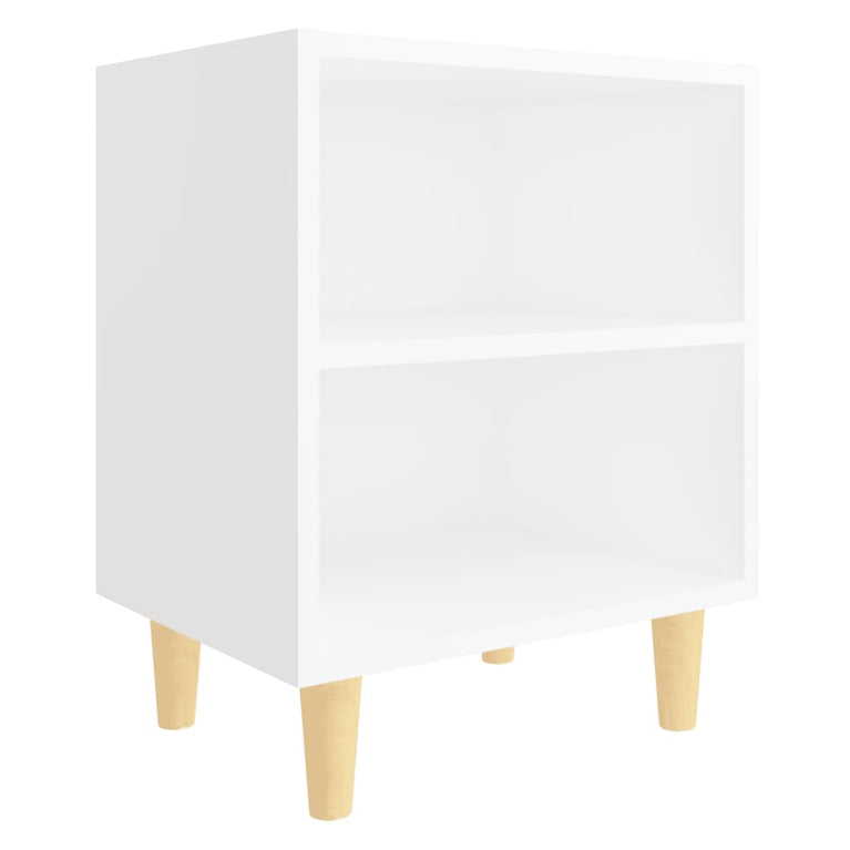 Nachtkastjes 2 st met massief houten poten 40x30x50 cm wit MeubelReus