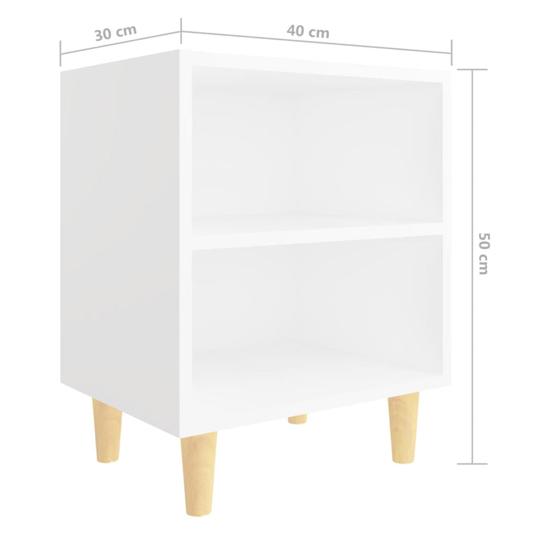Nachtkastjes 2 st met massief houten poten 40x30x50 cm wit MeubelReus