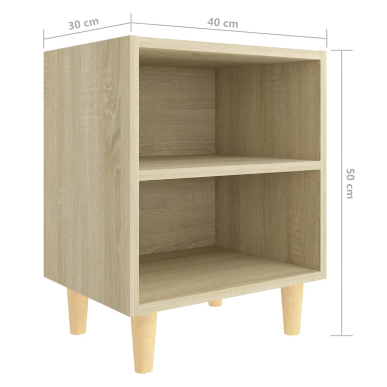Nachtkastjes 2 st met houten poten 40x30x50 cm sonoma eiken MeubelReus