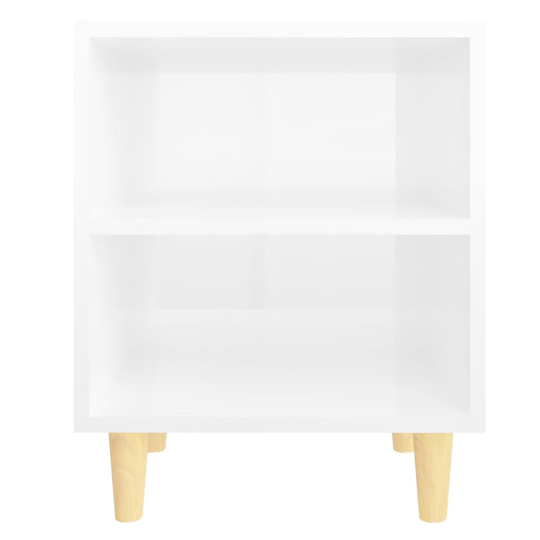 Nachtkastjes 2 st met houten poten 40x30x50 cm hoogglans wit MeubelReus