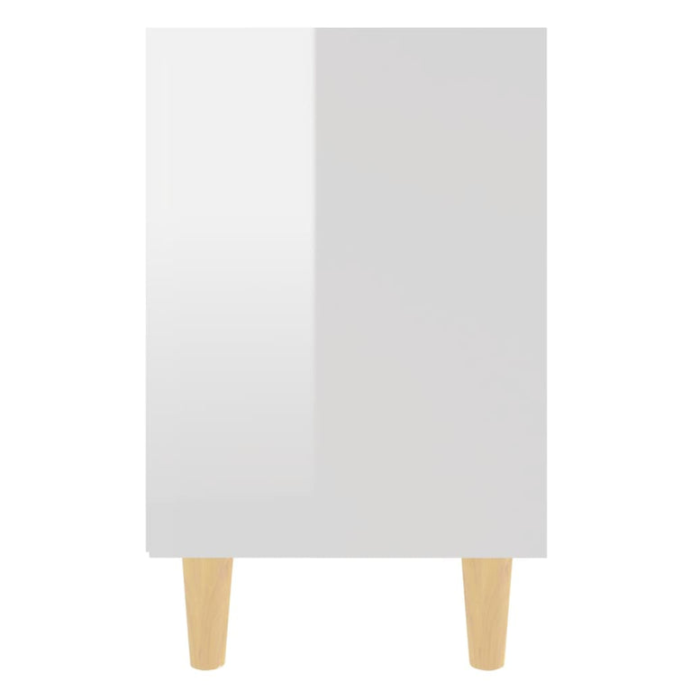 Nachtkastjes 2 st met houten poten 40x30x50 cm hoogglans wit MeubelReus