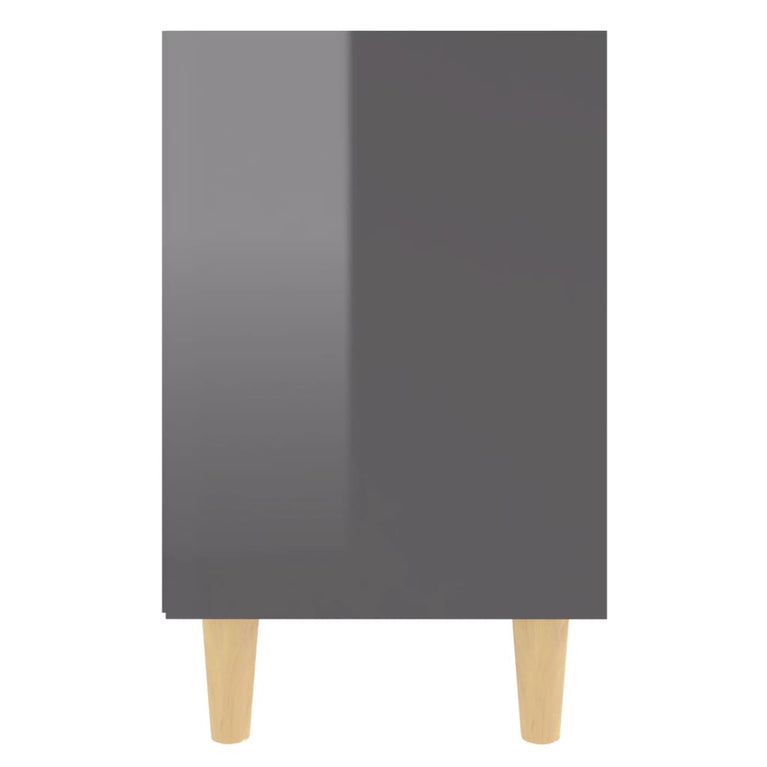 Nachtkastjes 2 st met houten poten 40x30x50 cm hoogglans grijs MeubelReus