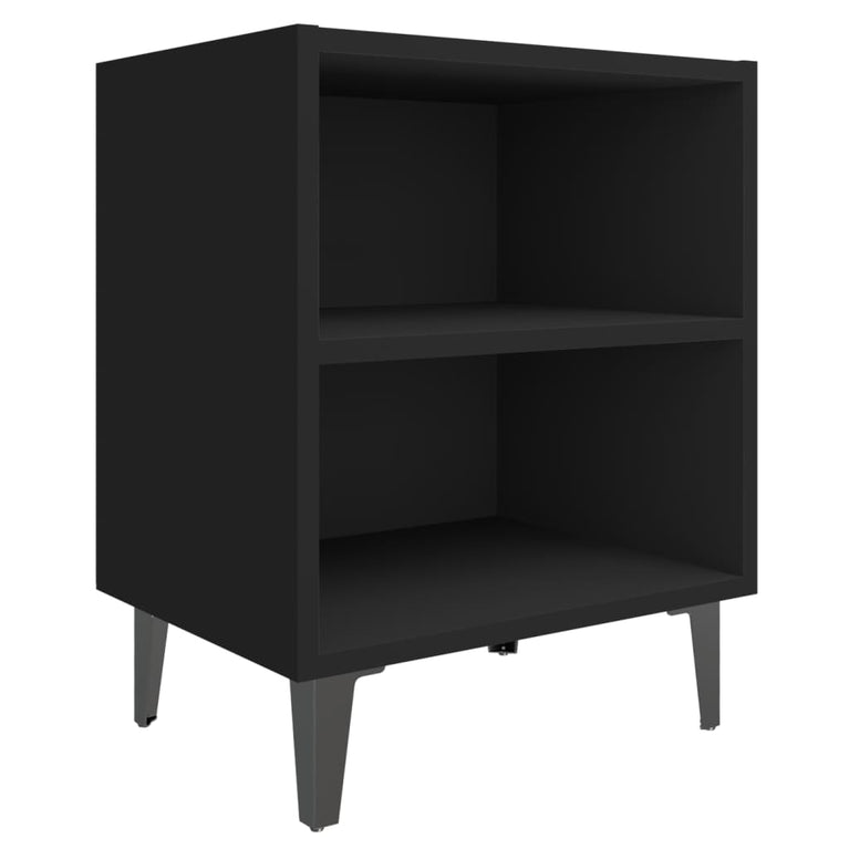 Nachtkastjes 2 st met metalen poten 40x30x50 cm zwart MeubelReus