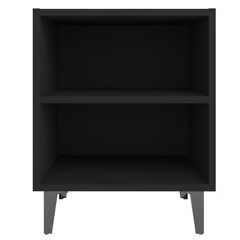 Nachtkastjes 2 st met metalen poten 40x30x50 cm zwart MeubelReus