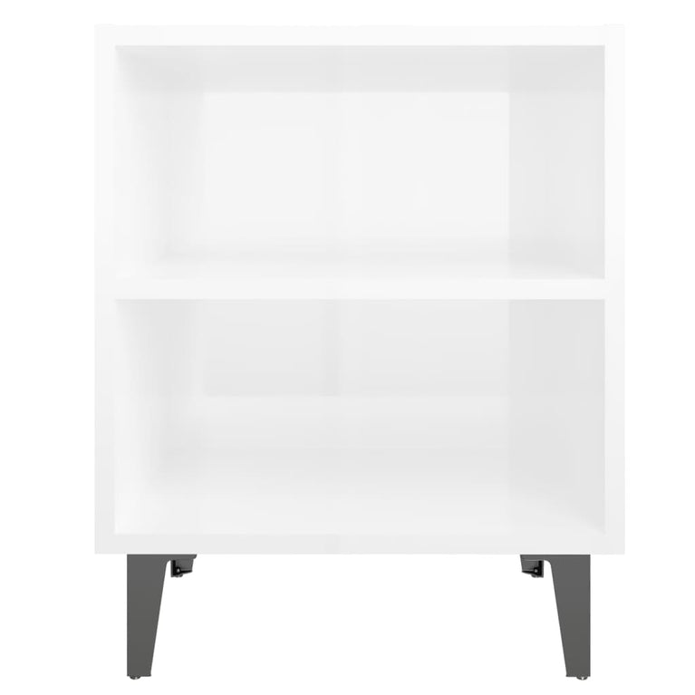 Nachtkastje met metalen poten 40x30x50 cm hoogglans wit MeubelReus