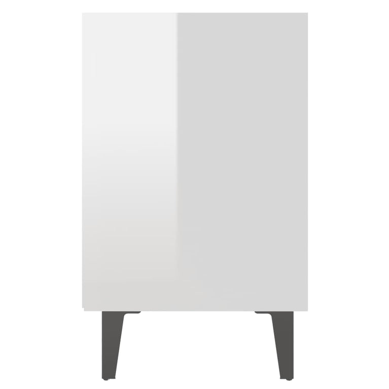 Nachtkastje met metalen poten 40x30x50 cm hoogglans wit MeubelReus