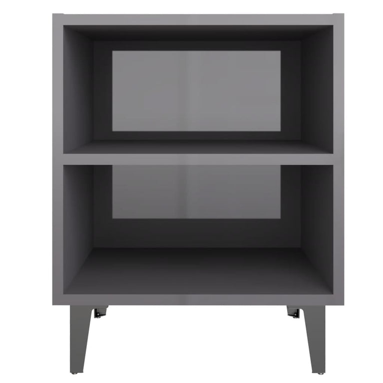 Nachtkastjes 2 st met metalen poten 40x30x50 cm hoogglans grijs MeubelReus