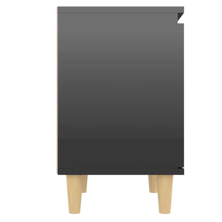 Nachtkastjes 2 st met houten poten 40x30x50 cm hoogglans zwart MeubelReus