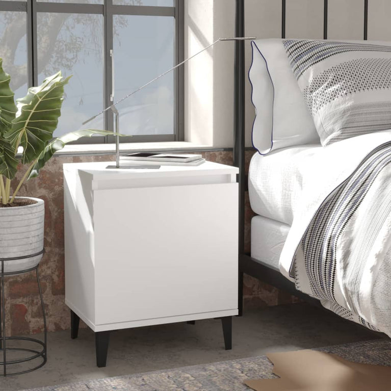 Nachtkastjes 2 st met metalen poten 40x30x50 cm wit MeubelReus
