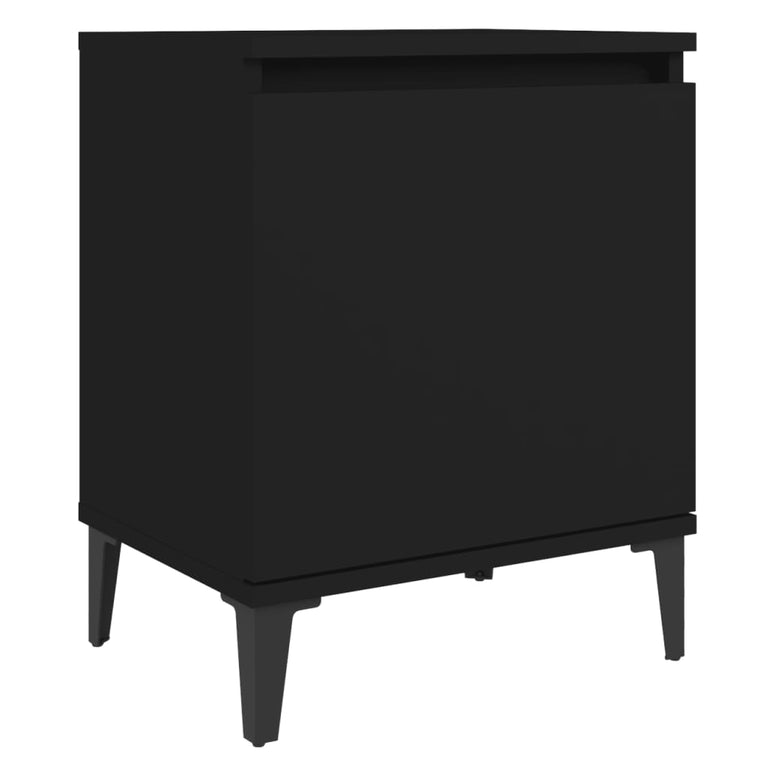 Nachtkastjes 2 st met metalen poten 40x30x50 cm zwart