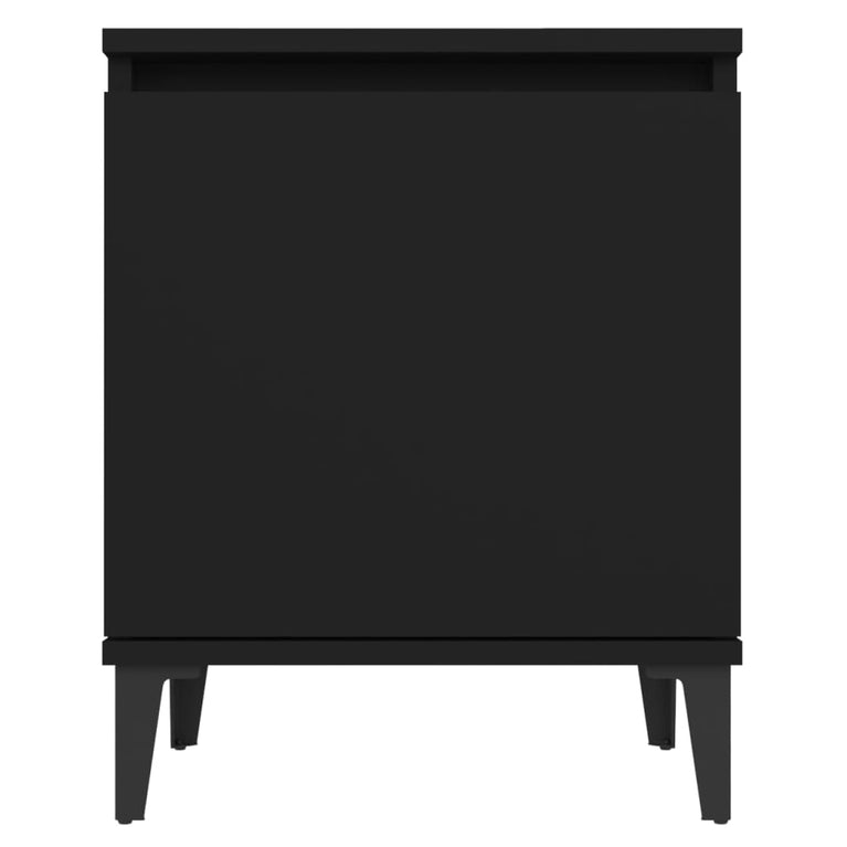 Nachtkastjes 2 st met metalen poten 40x30x50 cm zwart