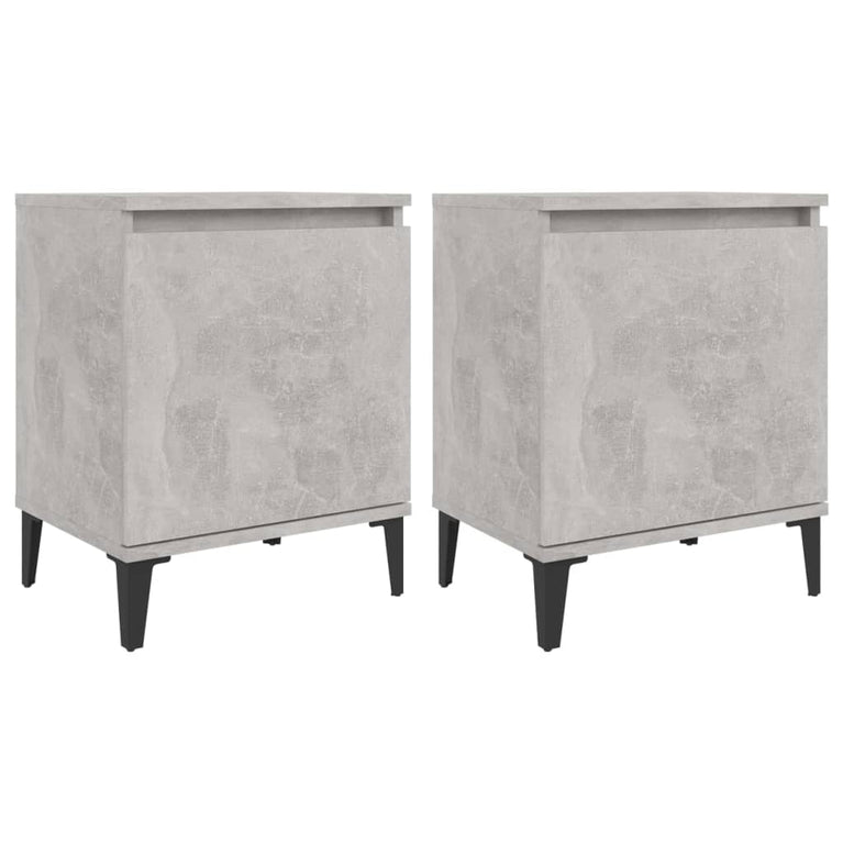 Nachtkastjes 2 st met metalen poten 40x30x50 cm betongrijs MeubelReus