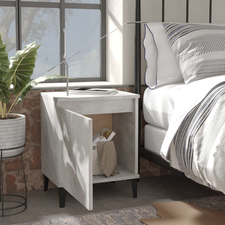 Nachtkastjes 2 st met metalen poten 40x30x50 cm betongrijs MeubelReus