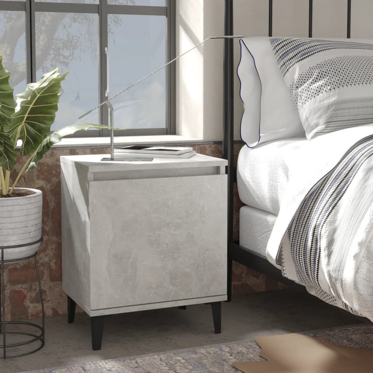 Nachtkastjes 2 st met metalen poten 40x30x50 cm betongrijs MeubelReus
