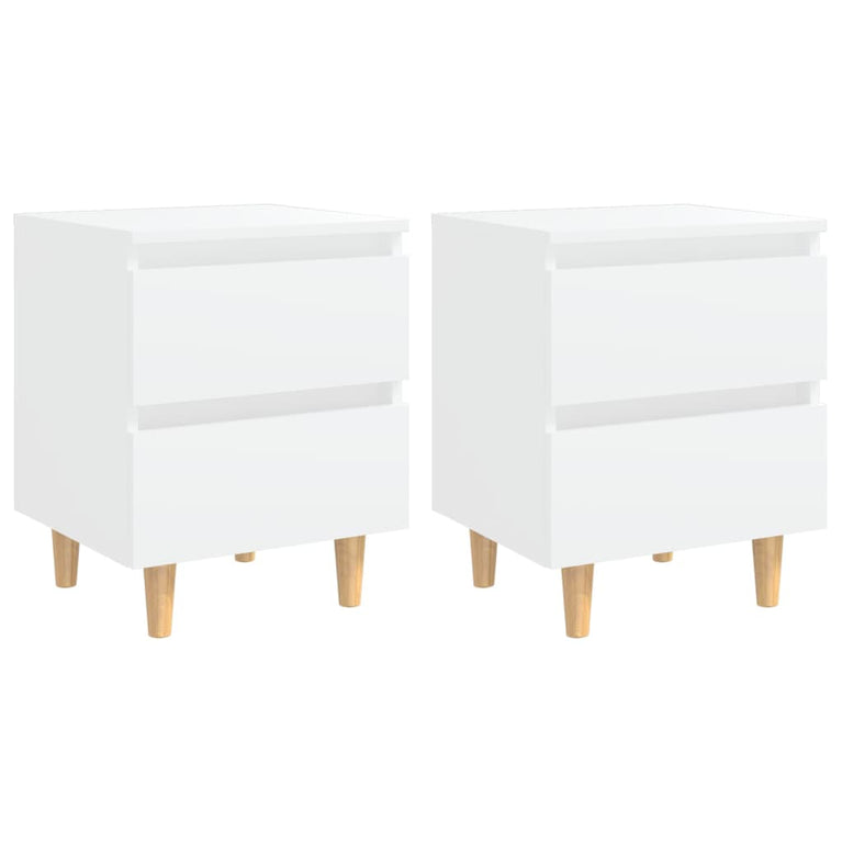 Nachtkastjes 2 st met grenenhouten poten 40x35x50 cm wit MeubelReus