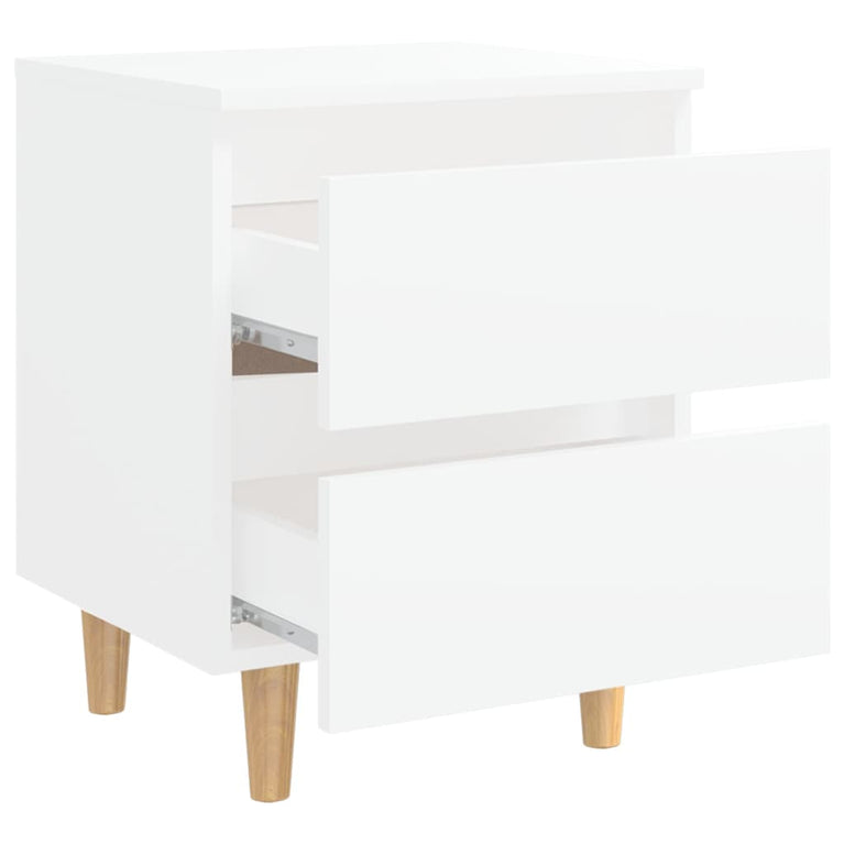 Nachtkastjes 2 st met grenenhouten poten 40x35x50 cm wit MeubelReus