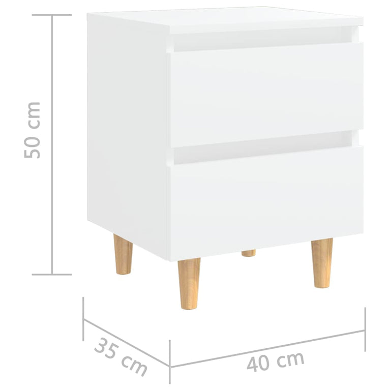 Nachtkastjes 2 st met grenenhouten poten 40x35x50 cm wit MeubelReus