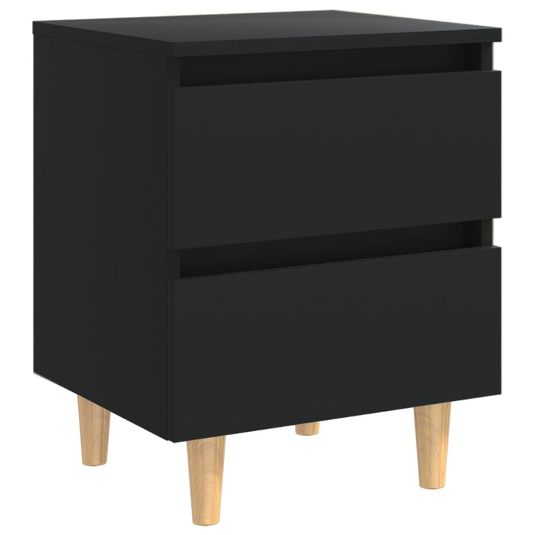 Nachtkastjes 2 st met grenenhouten poten 40x35x50 cm zwart MeubelReus